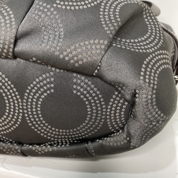 COACH (# 15935) “Madison” Grey Logo Fabric & Leather Satchel - Picture 8 of 12